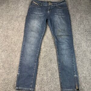 OTB Women's Jeans Size 13 Denim Blue Low Rise Zipper Ankle Embellished Y2K